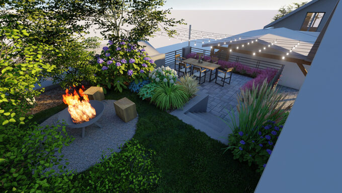 Vizualizácia návrh záhrady s terasou Liptov 1